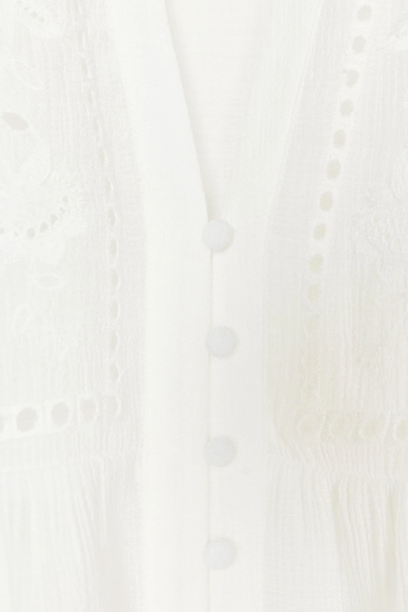 SHORT EMBROIDERED EYELET BLOUSE