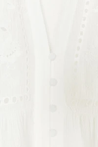 SHORT EMBROIDERED EYELET BLOUSE