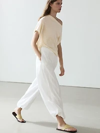 Pantalon fluide bouffant texturé