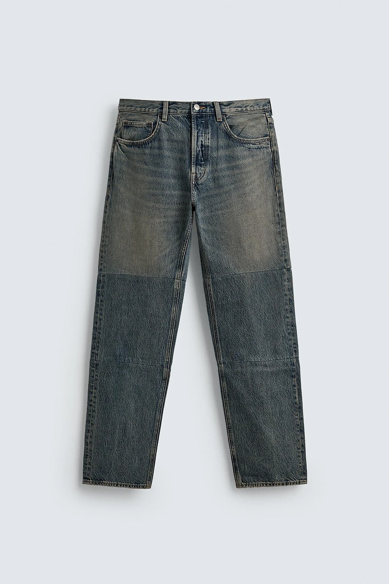 STRAIGHT FIT SEAMED JEANS