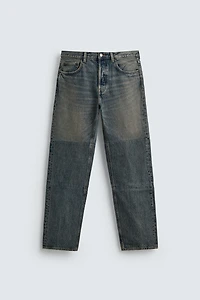 STRAIGHT FIT SEAMED JEANS