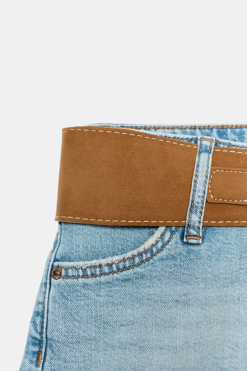 Z1975 BELTED DENIM SHORTS