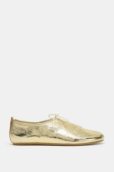 BALLERINES EN CUIR EFFET MÉTALLISÉ