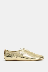 BALLERINES EN CUIR EFFET MÉTALLISÉ