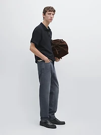 Polo en maille texturée à manches courtes