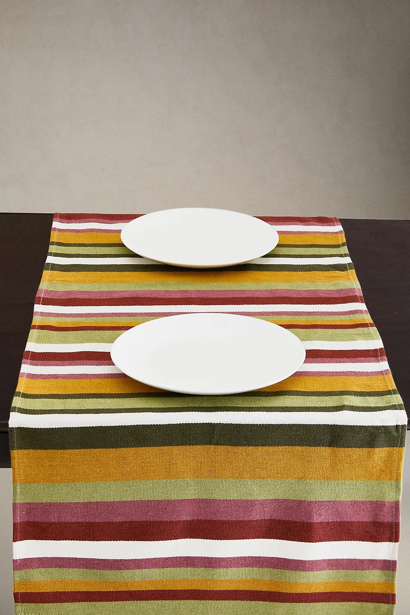 COTTON TABLE RUNNER WITH MULTICOLORED STRIPES