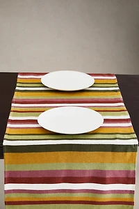 COTTON TABLE RUNNER WITH MULTICOLORED STRIPES