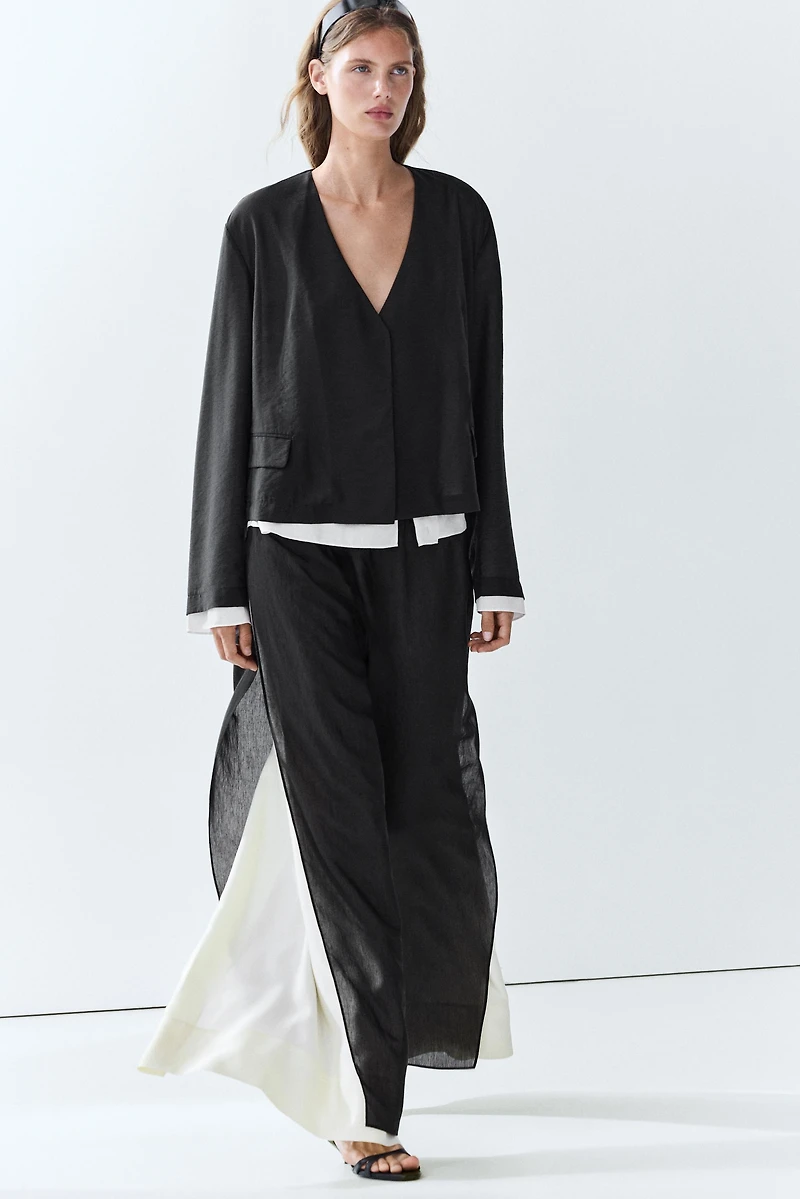 Veste double contraste total look