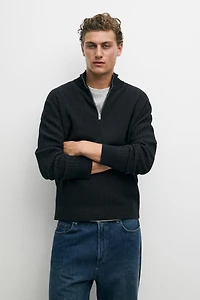 Pull en maille à col camionneur zipp