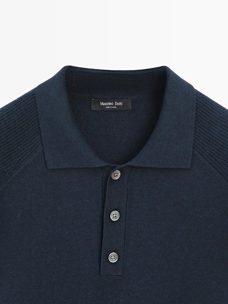 Pull polo en maille de coton mélang