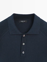 Pull polo en maille de coton mélang
