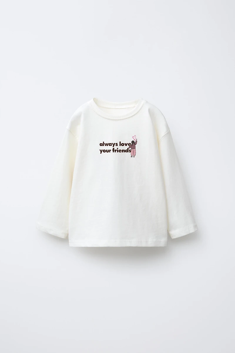 FLOCKED TEXT T-SHIRT