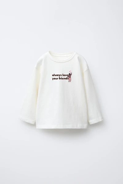 FLOCKED TEXT T-SHIRT