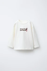 FLOCKED TEXT T-SHIRT