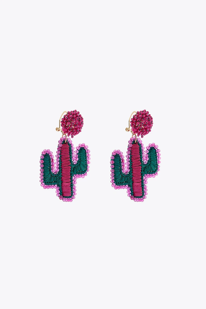 RAFFIA GLITTER CACTUS EARRINGS