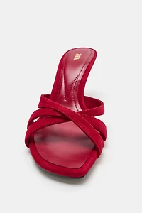 SANDALES À TALONS EN CUIR