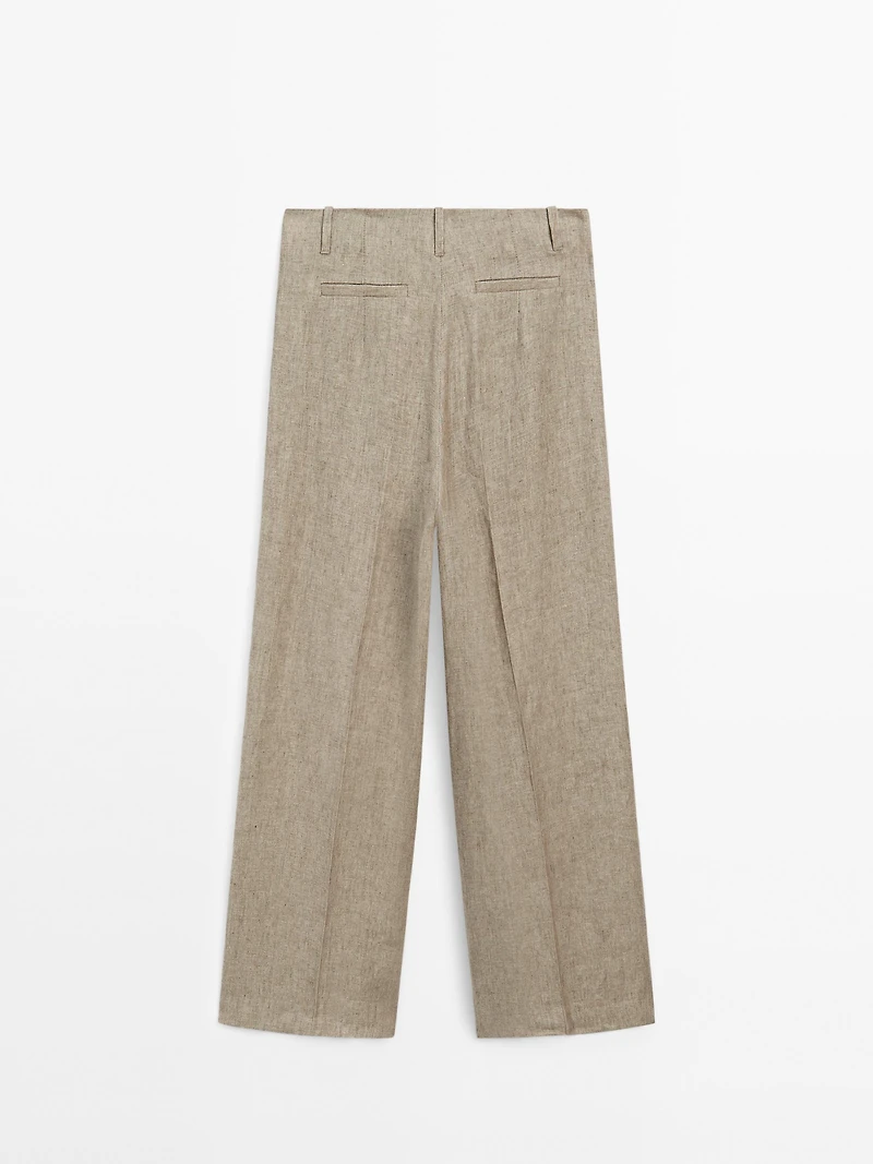 Linen blend darted trousers
