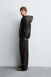 FLEECE LINED DENIM JACKET WITH HOODIE