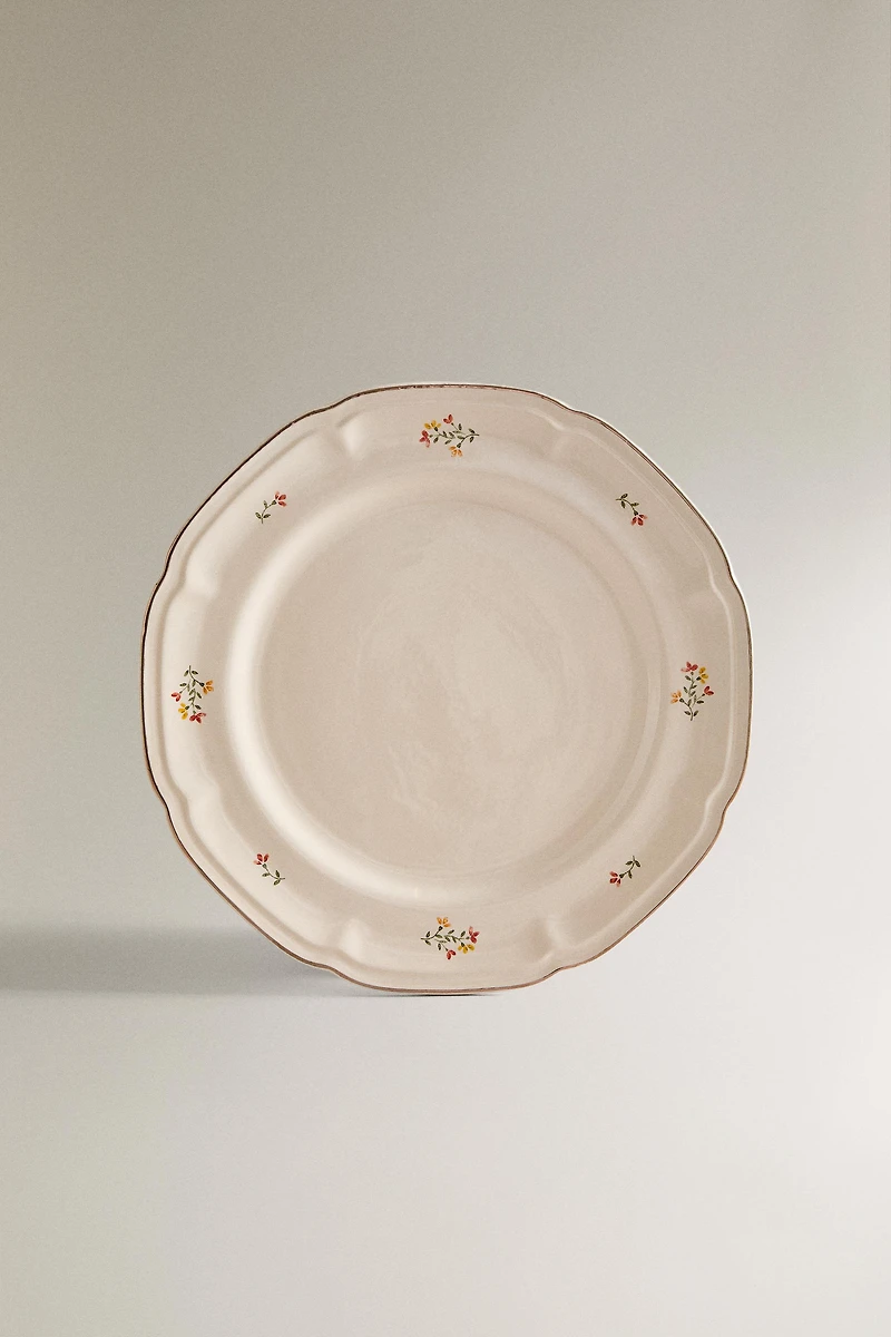 PORCELAIN DINNER PLATE WITH FLORAL PRINT