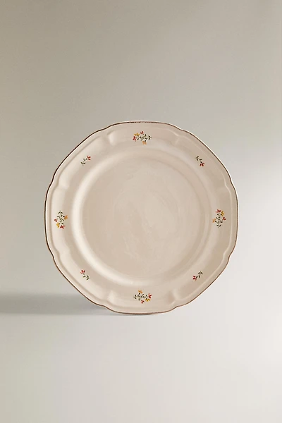 PORCELAIN DINNER PLATE WITH FLORAL PRINT