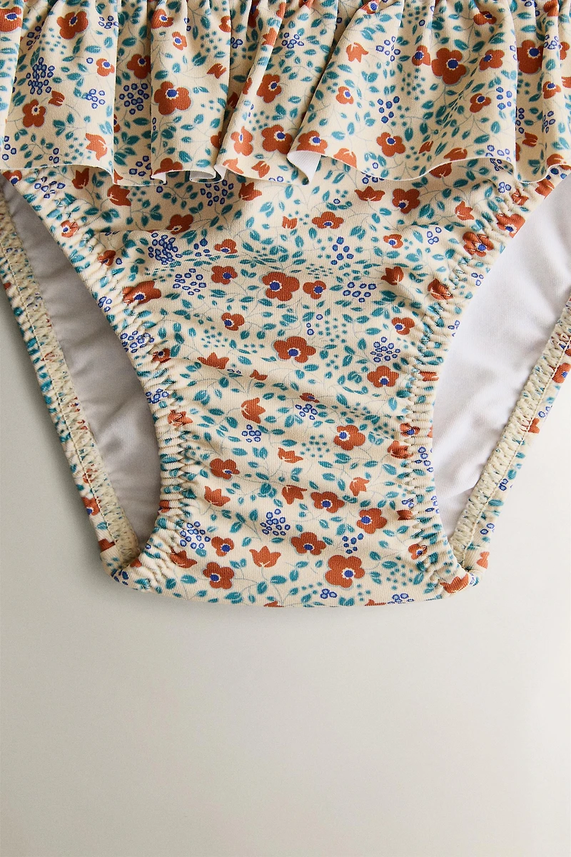 KIDS' TROPICAL FLOWER RUFFLE DIAPER COVER
