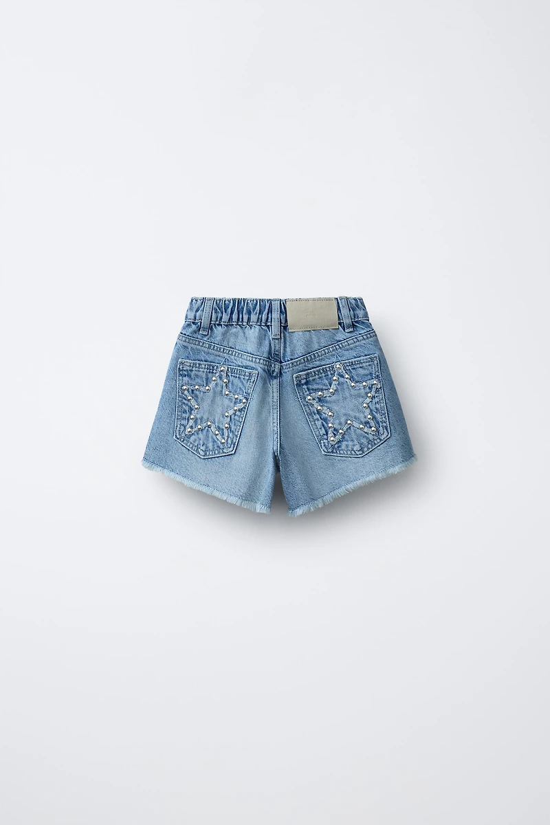 STUDDED DENIM SHORTS