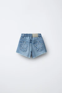 STUDDED DENIM SHORTS