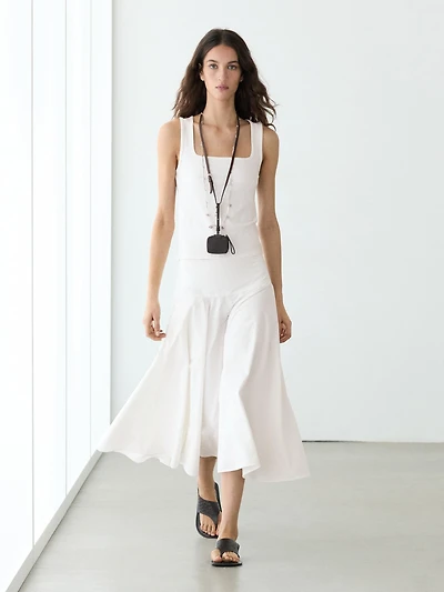 100% cotton midi skirt with yoke detail