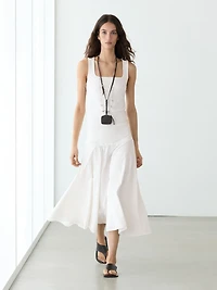 100% cotton midi skirt with yoke detail