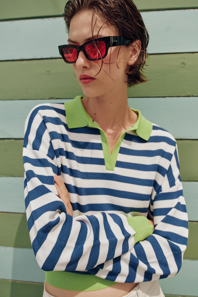 STRIPED KNIT POLO
