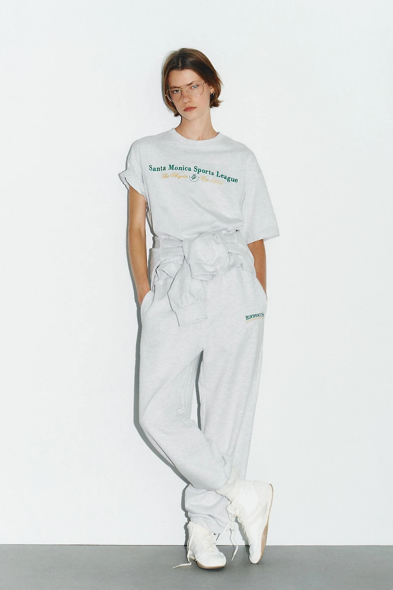 TEXT PRINT COTTON PANTS