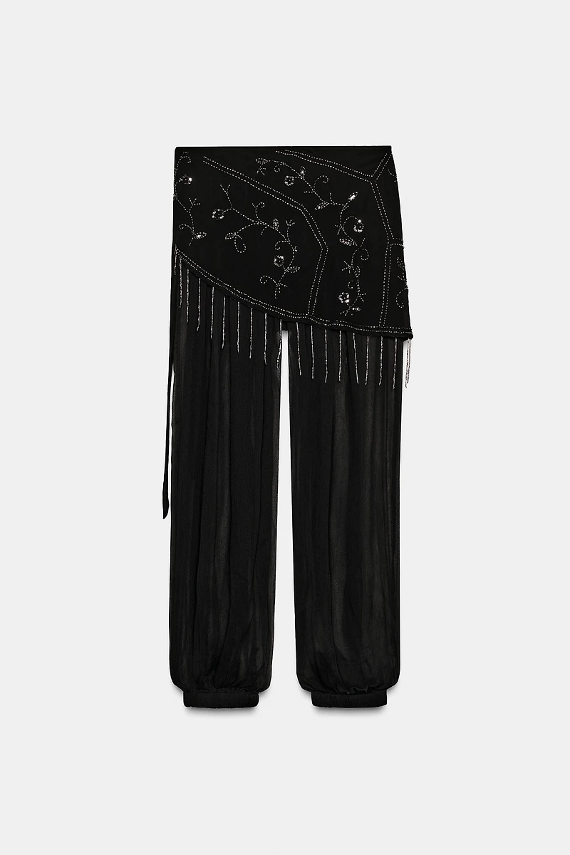 BEADED PAREO PANTS
