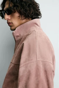 CROPPED FIT SUEDE LEATHER JACKET