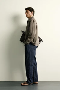 100% LINEN ZIP OVERSHIRT