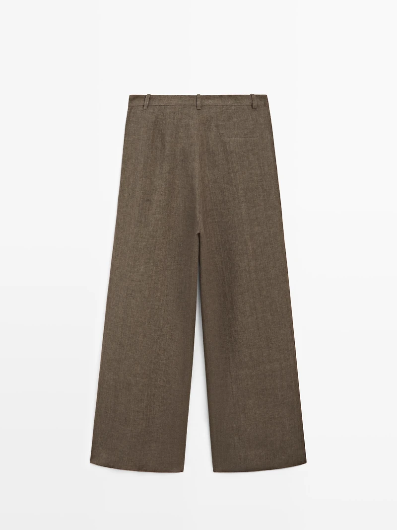 Linen melange darted trousers