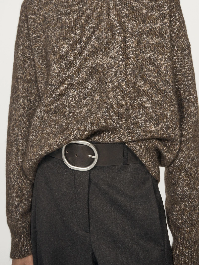 Mouliné knit alpaca and wool blend turtleneck sweater