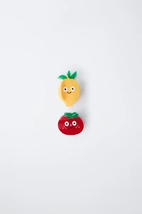 LOT DE DEUX PINCES TOMATE ET CITRON