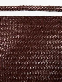 Grand sac satchel tressé en cuir nappa