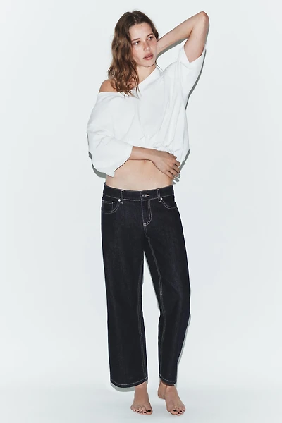 JEAN TRF WIDE LEG COURT TAILLE BASSE