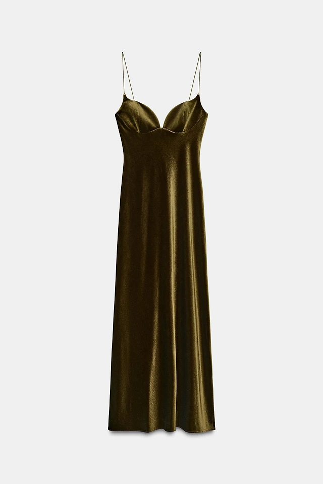 Zara VELVET STRAPPY DRESS | Place Rosemre