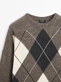 Pull à losanges en maille 100 % laine
