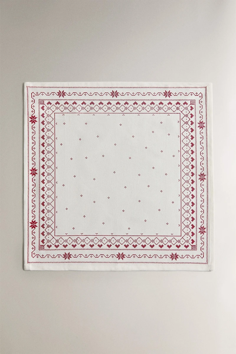 LOT DE SERVIETTES DE TABLE EN COTON IMPRIMÉ NOËL (LOT DE 2)