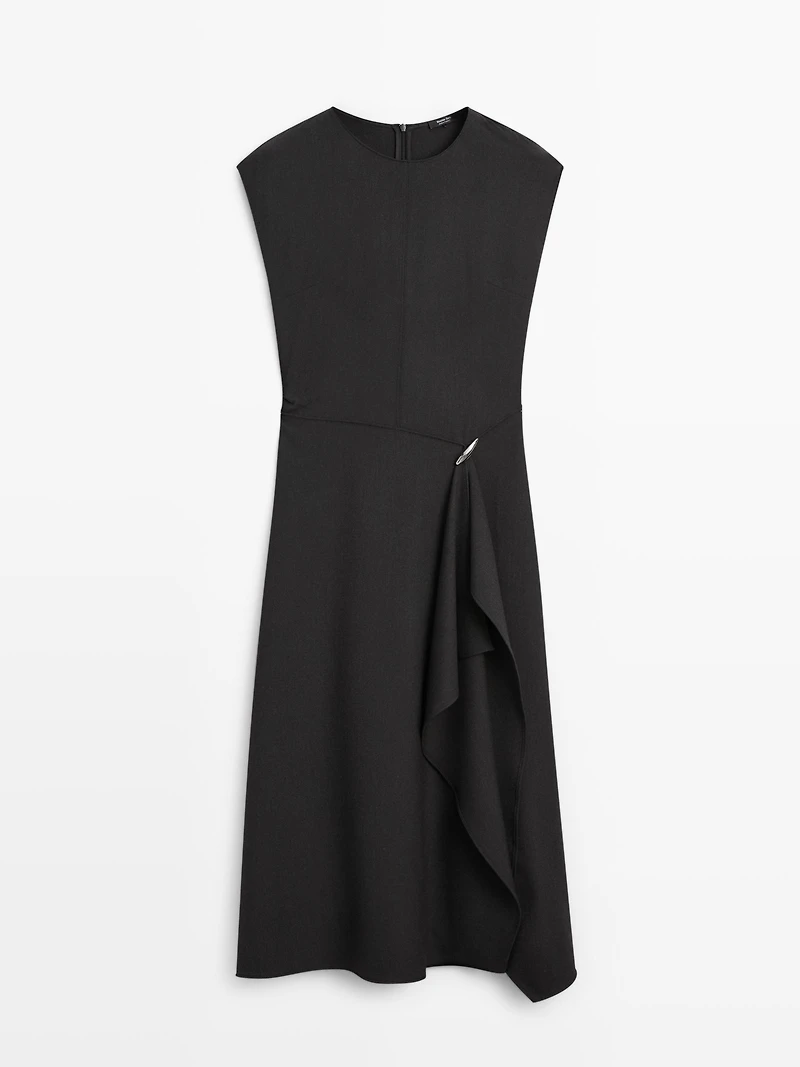 Midi dress with brooch detail