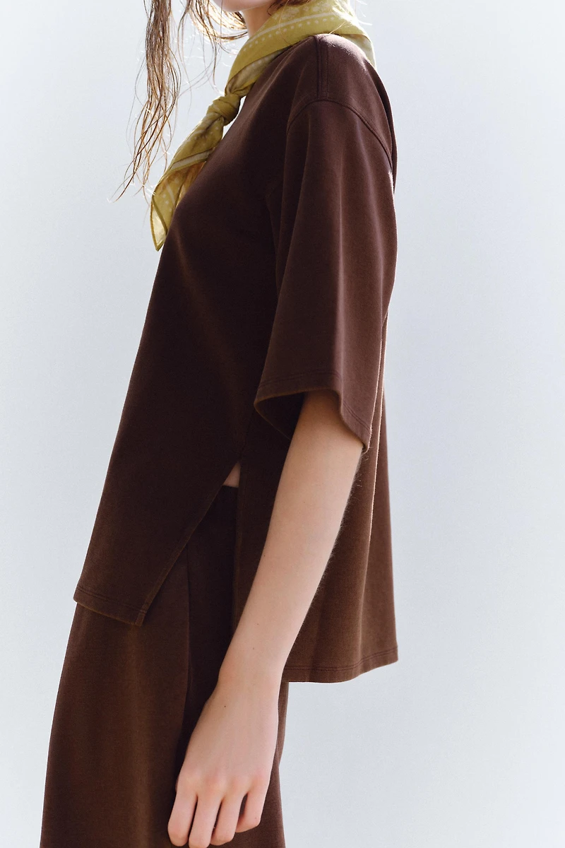 WASHED EFFECT INTERLOCK T-SHIRT