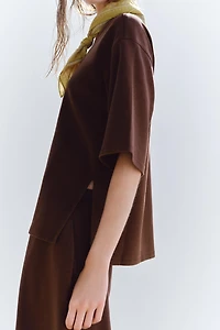 WASHED EFFECT INTERLOCK T-SHIRT