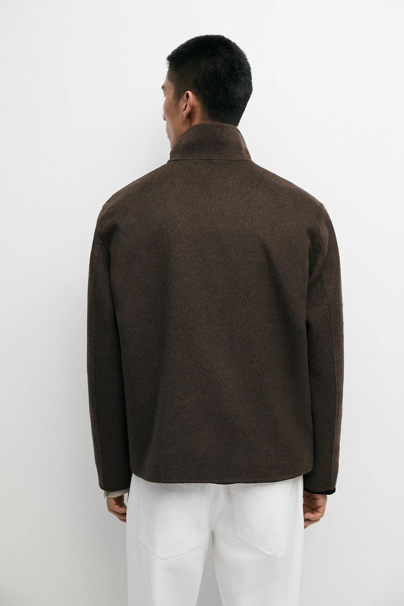 Wool blend high neck jacket