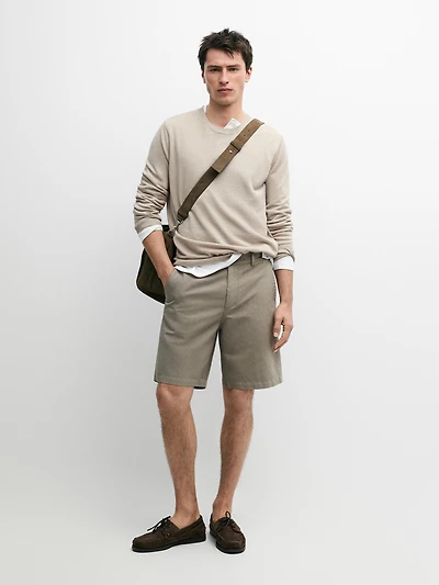 Linen blend Bermuda shorts