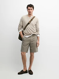 Linen blend Bermuda shorts