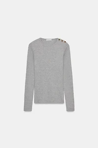 RIBBED BUTTON T-SHIRT