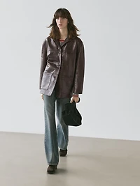 Nappa leather blazer with buttons